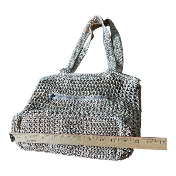 The SAK Tan & Gold Crochet ZIp Inner & Outer Pockets Shoulder bag - Picture 10 of 16